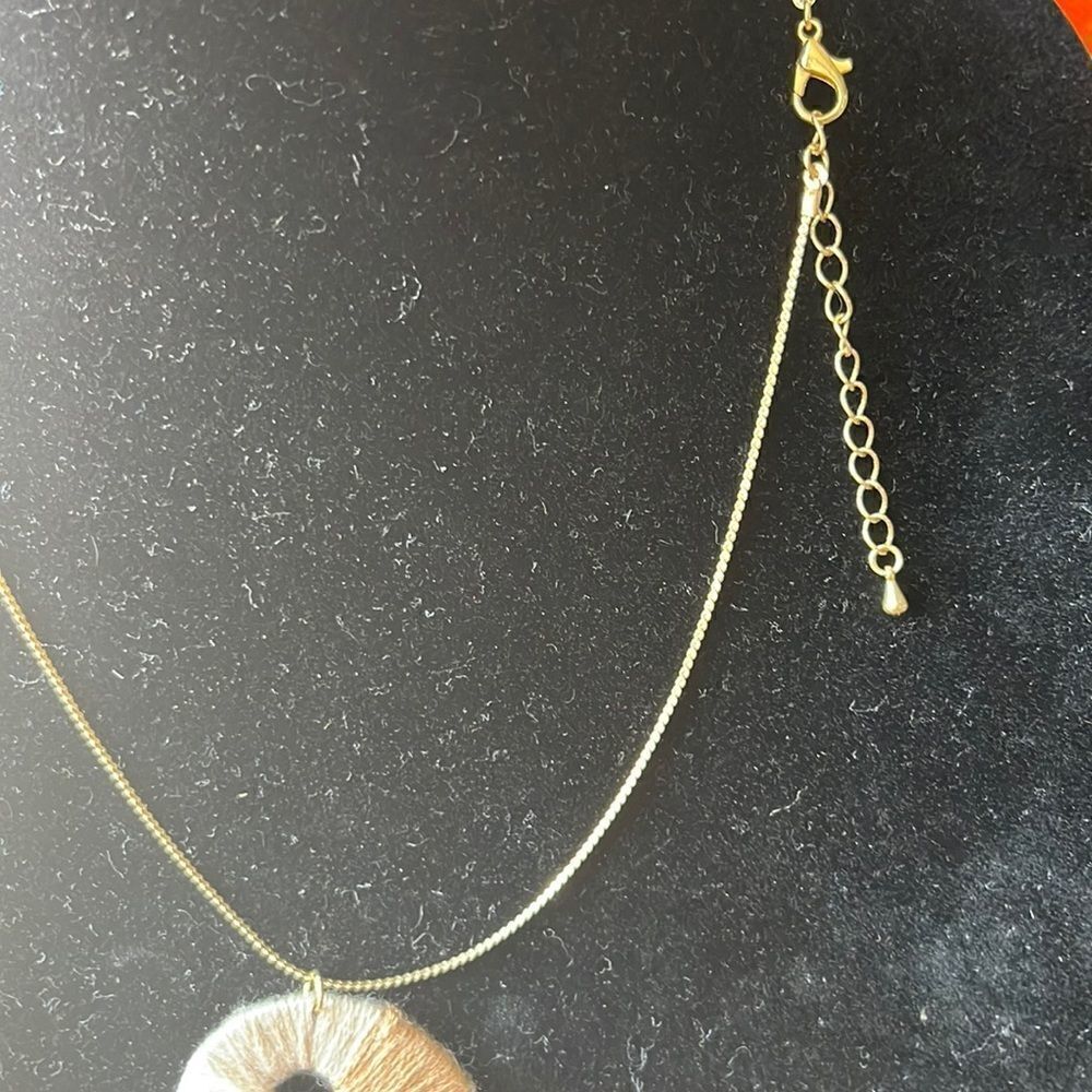 18” Boho Inspired Gold Tone Necklace with Earth Tone Rainbow Pendant - Picture 5 of 6